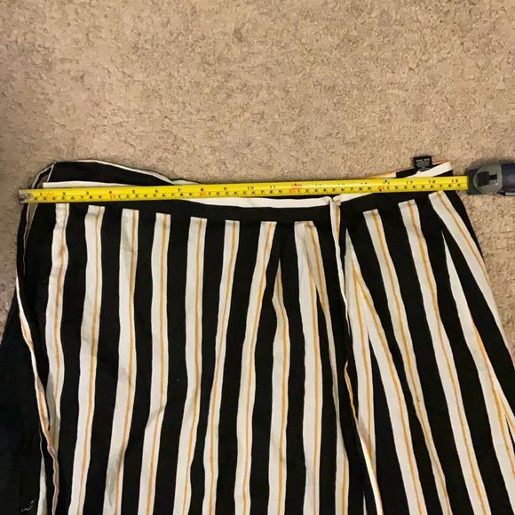 Who What Wear Yellow, Black, White Striped Ruffled Hem Tie Wrap Midi Skirt, Sz 4 - Picture 8 of 9